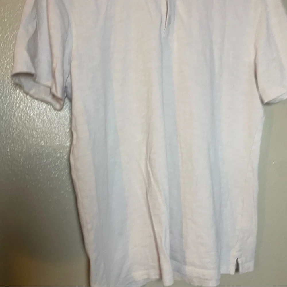 Vince Men’s Light White Slub Polo Size Medium 100%‎ cotton minimalist preppy